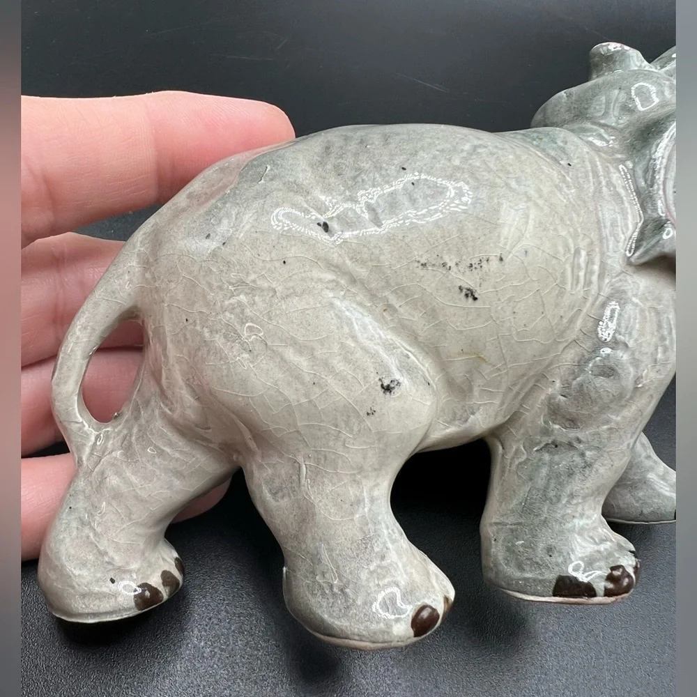 Vintage hand painted ceramic elephant made in Japan MCM